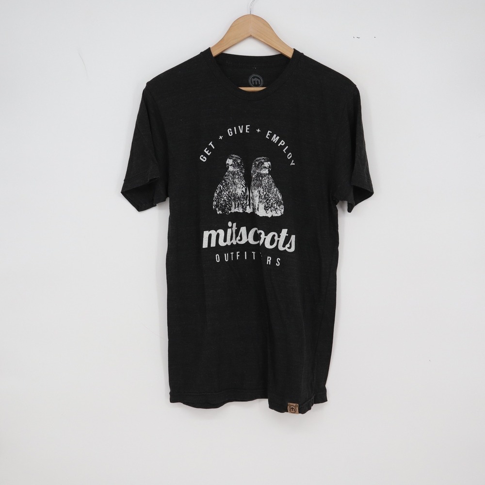 Mitscoots Outfitters T-Shirt Mens M Tri-Black Owl Graphic Excellent